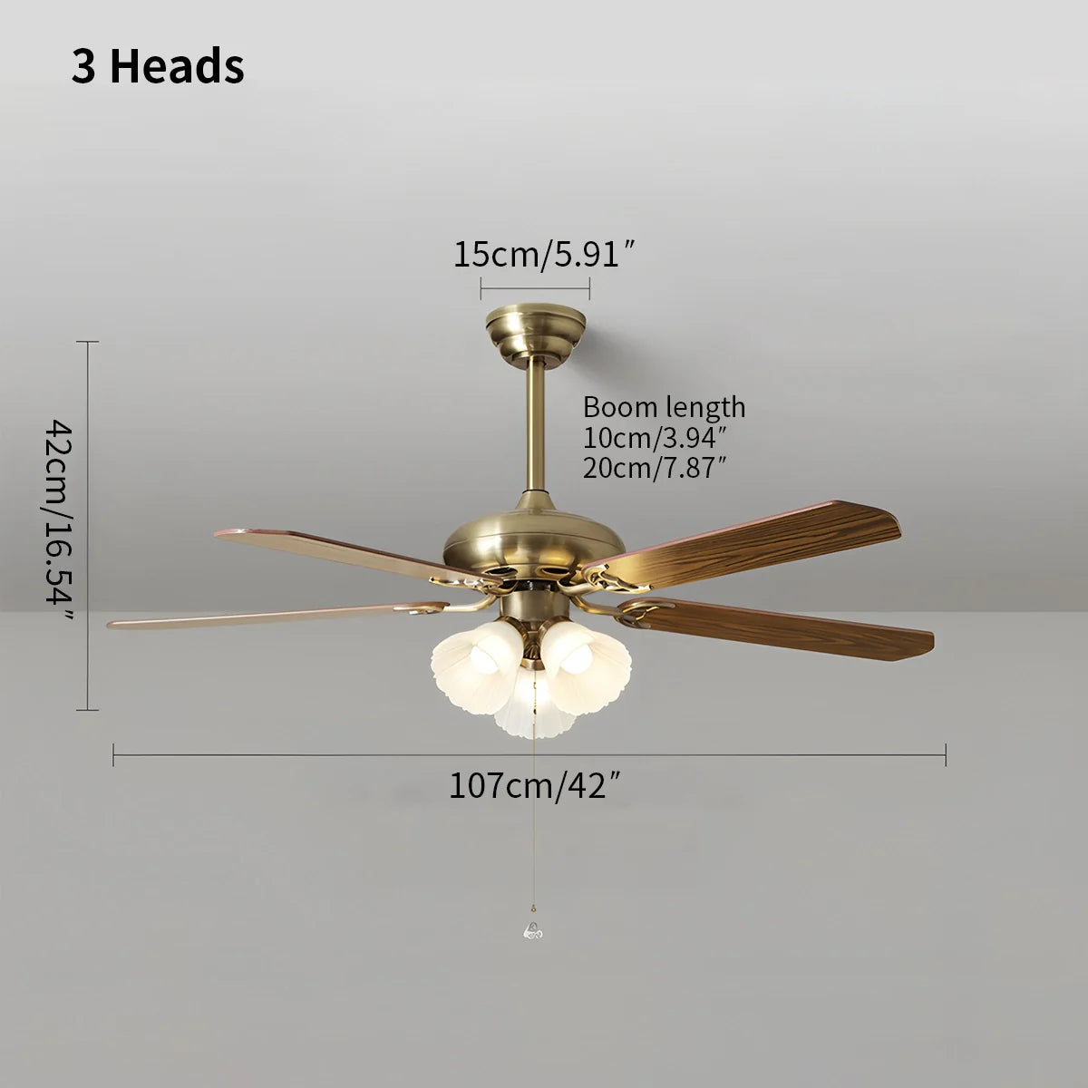 Amerikanische Retro Deckenventilatorlampe für Esszimmer