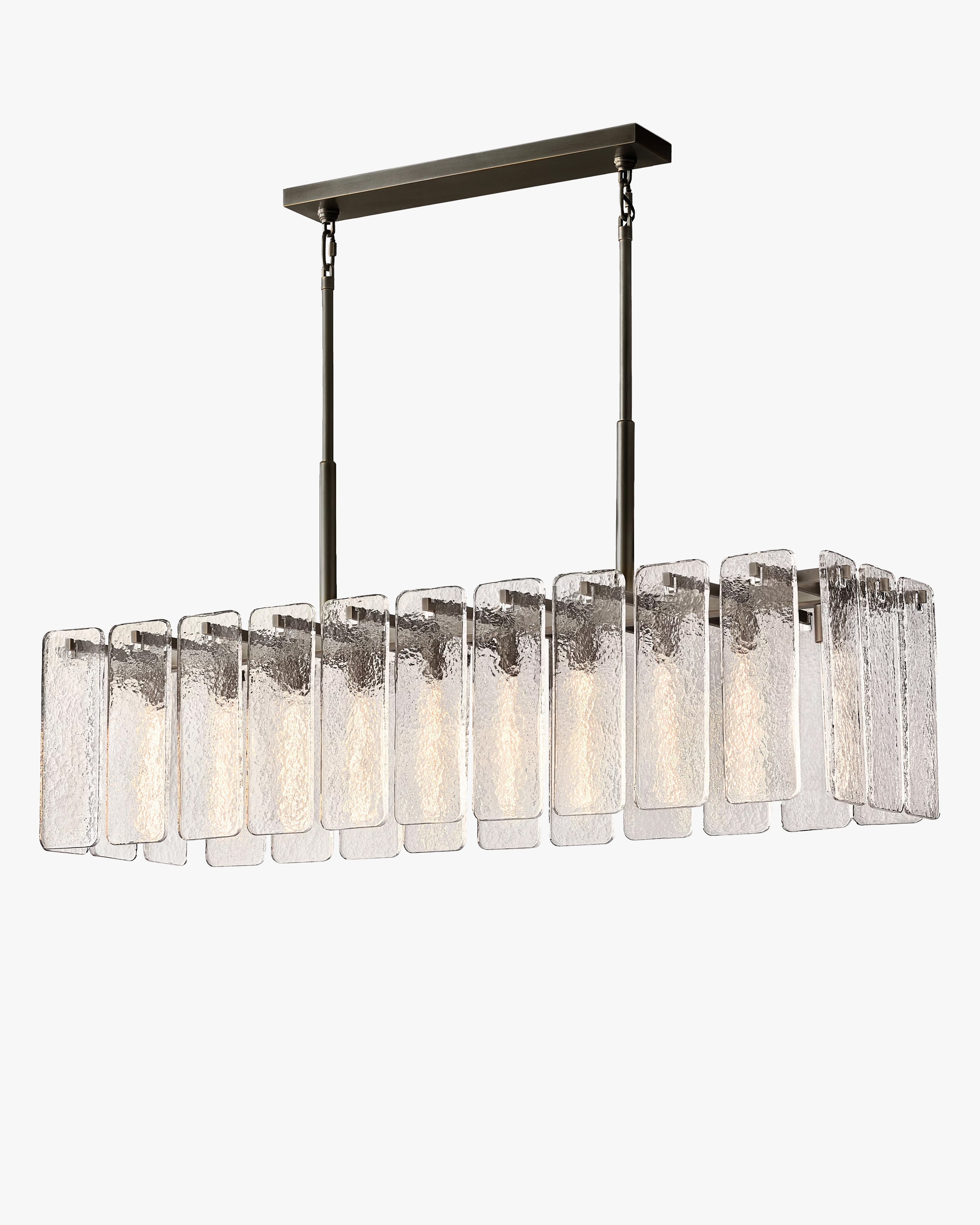 Textured Glass Rectangular Chandelier - Calamette