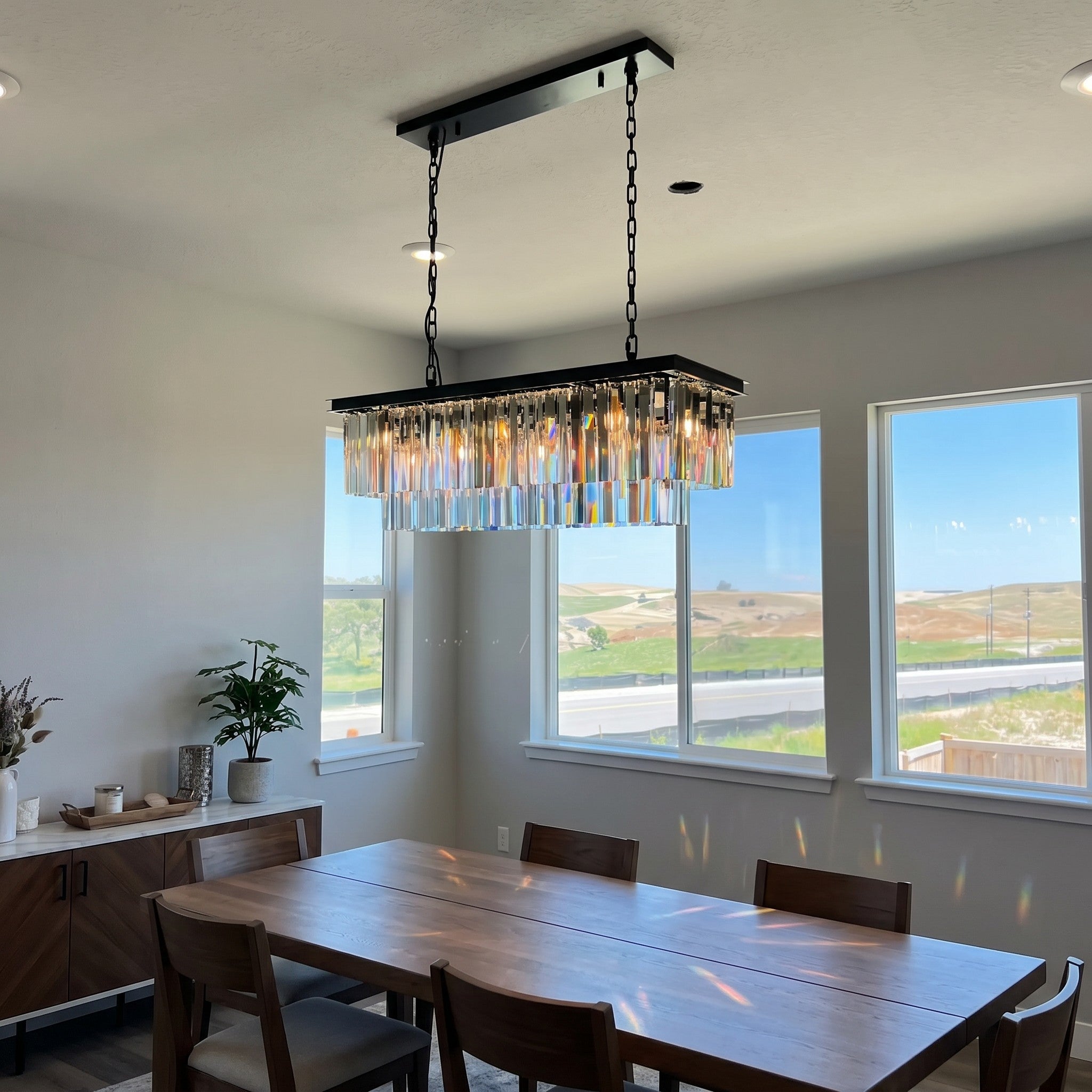 Crystal Prism Rectangular Chandelier - Odeon
