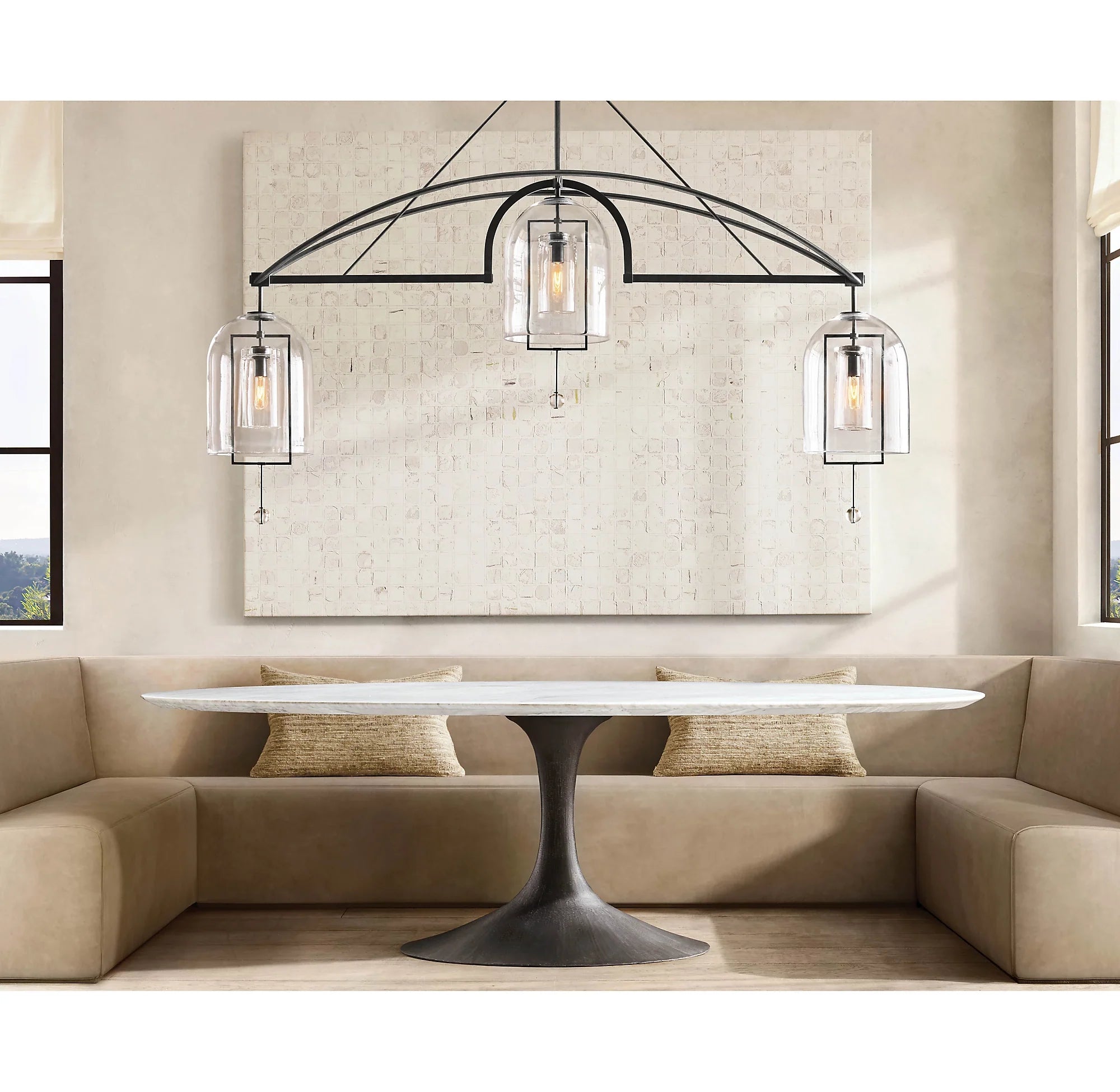 Bell Glass Linear Chandelier - Fulcrum