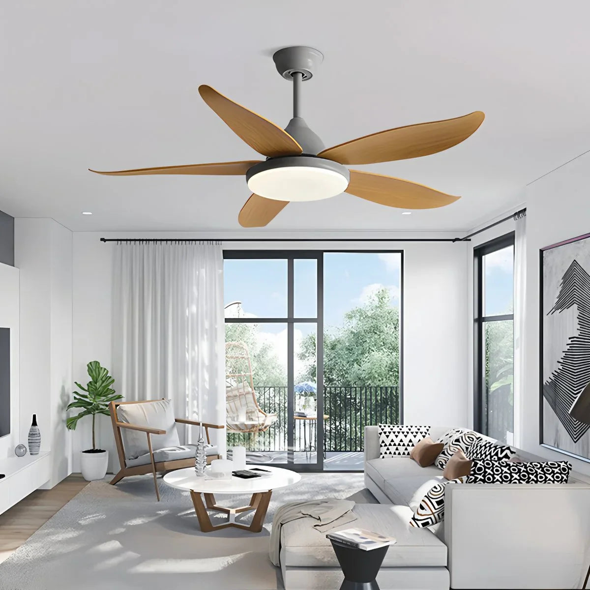 5-flügelige, moderne Deckenventilatorlampe