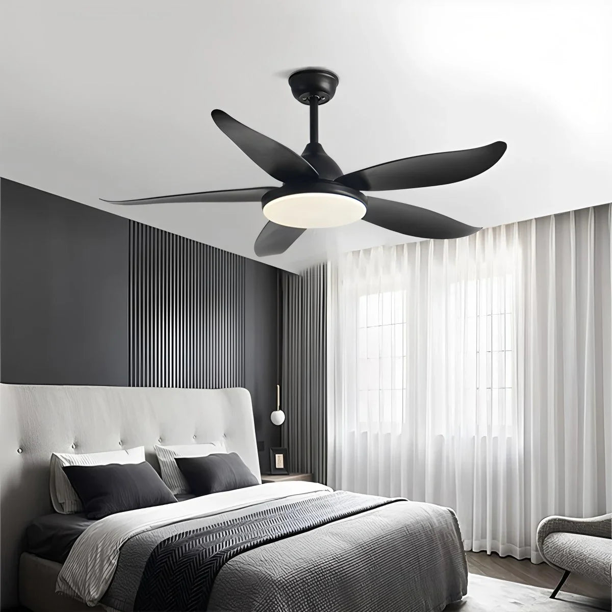 5-flügelige, moderne Deckenventilatorlampe