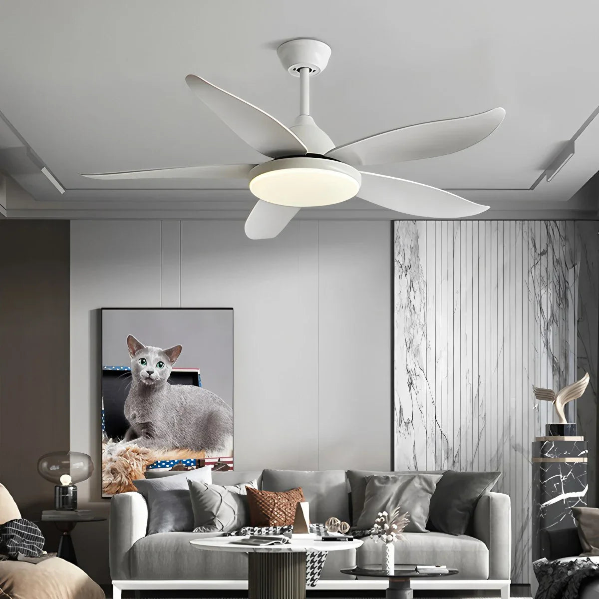 5-flügelige, moderne Deckenventilatorlampe