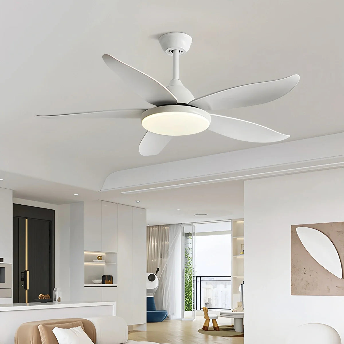 5-flügelige, moderne Deckenventilatorlampe