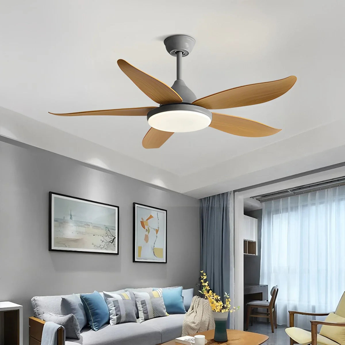 5-flügelige, moderne Deckenventilatorlampe