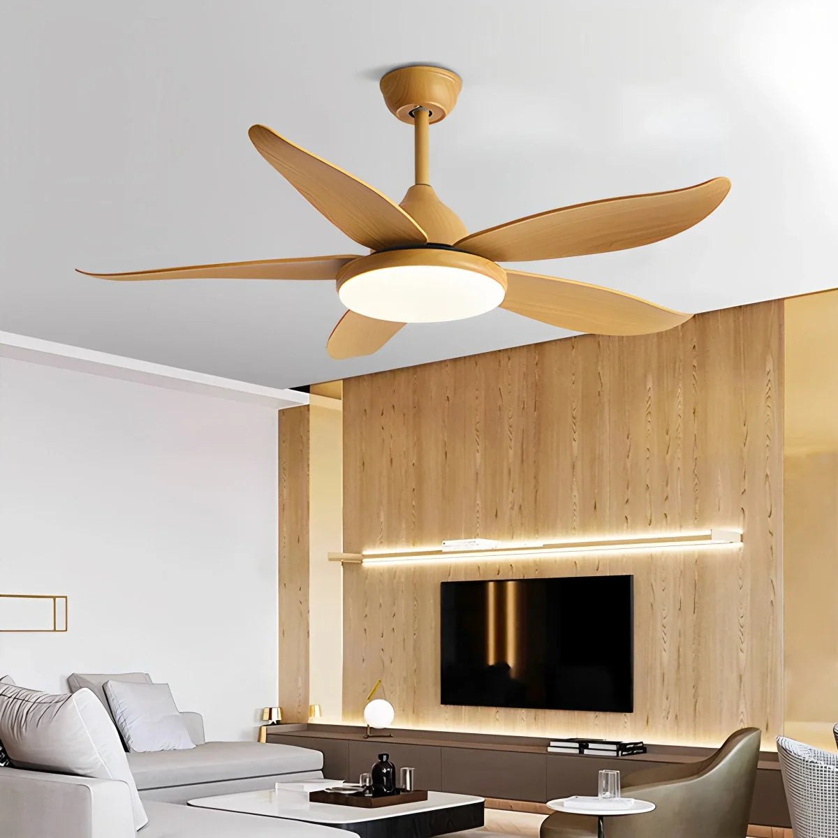 5-flügelige, moderne Deckenventilatorlampe