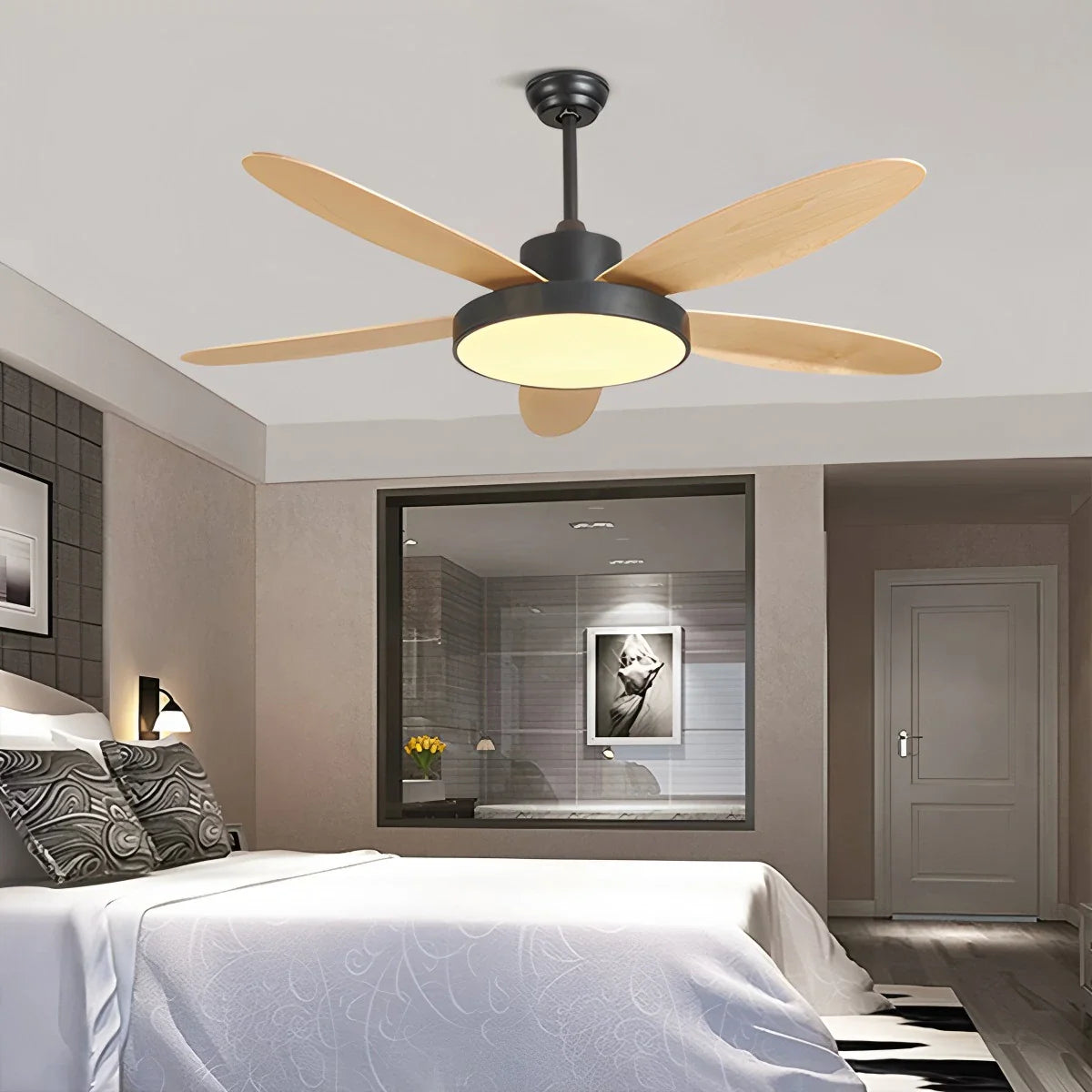 5-flammige moderne Deckenventilatorlampe für Wohnzimmer