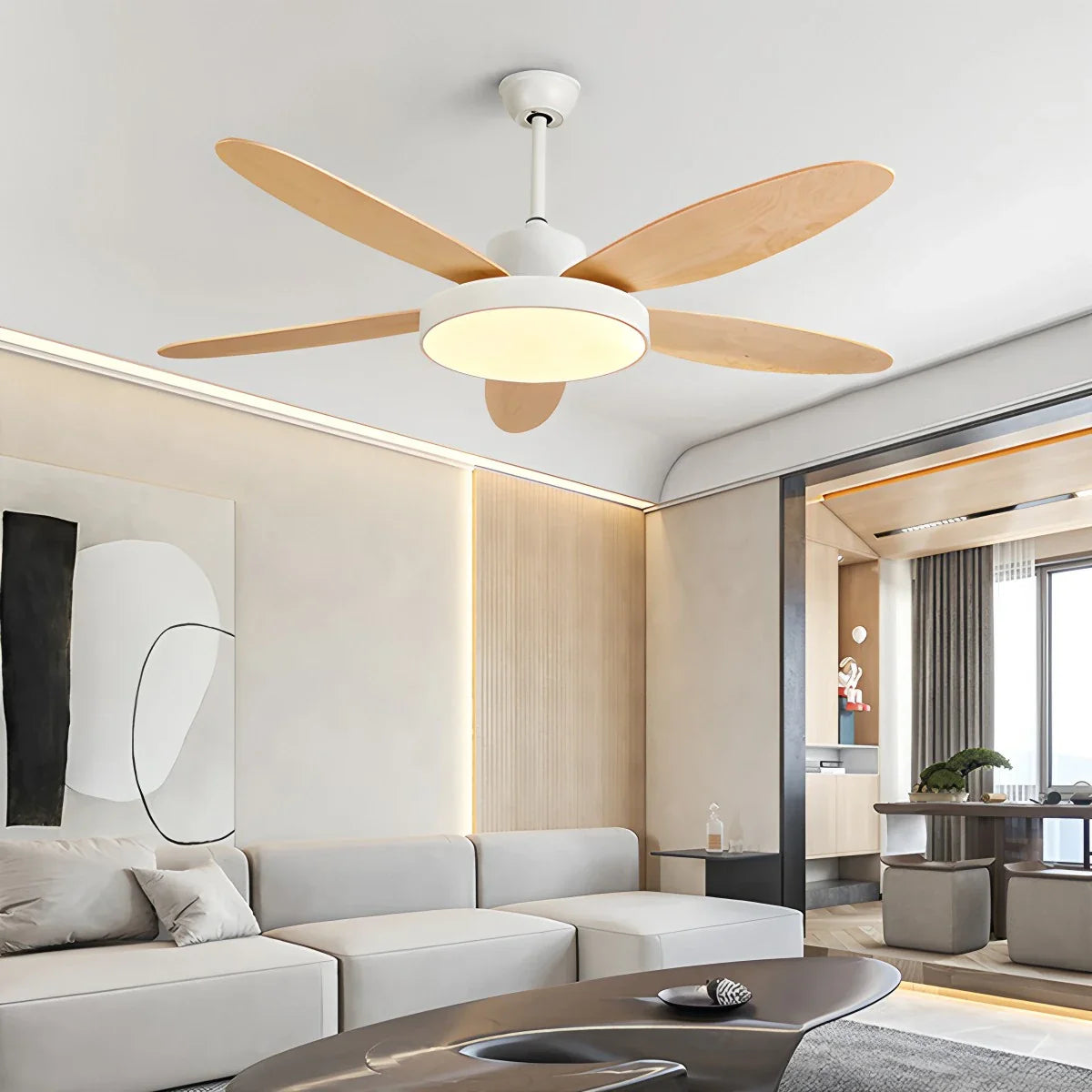 5-flammige moderne Deckenventilatorlampe für Wohnzimmer