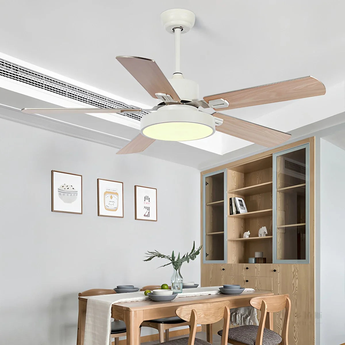 5-flügeliger Vintage-Deckenventilator mit Beleuchtung für das Wohnzimmer