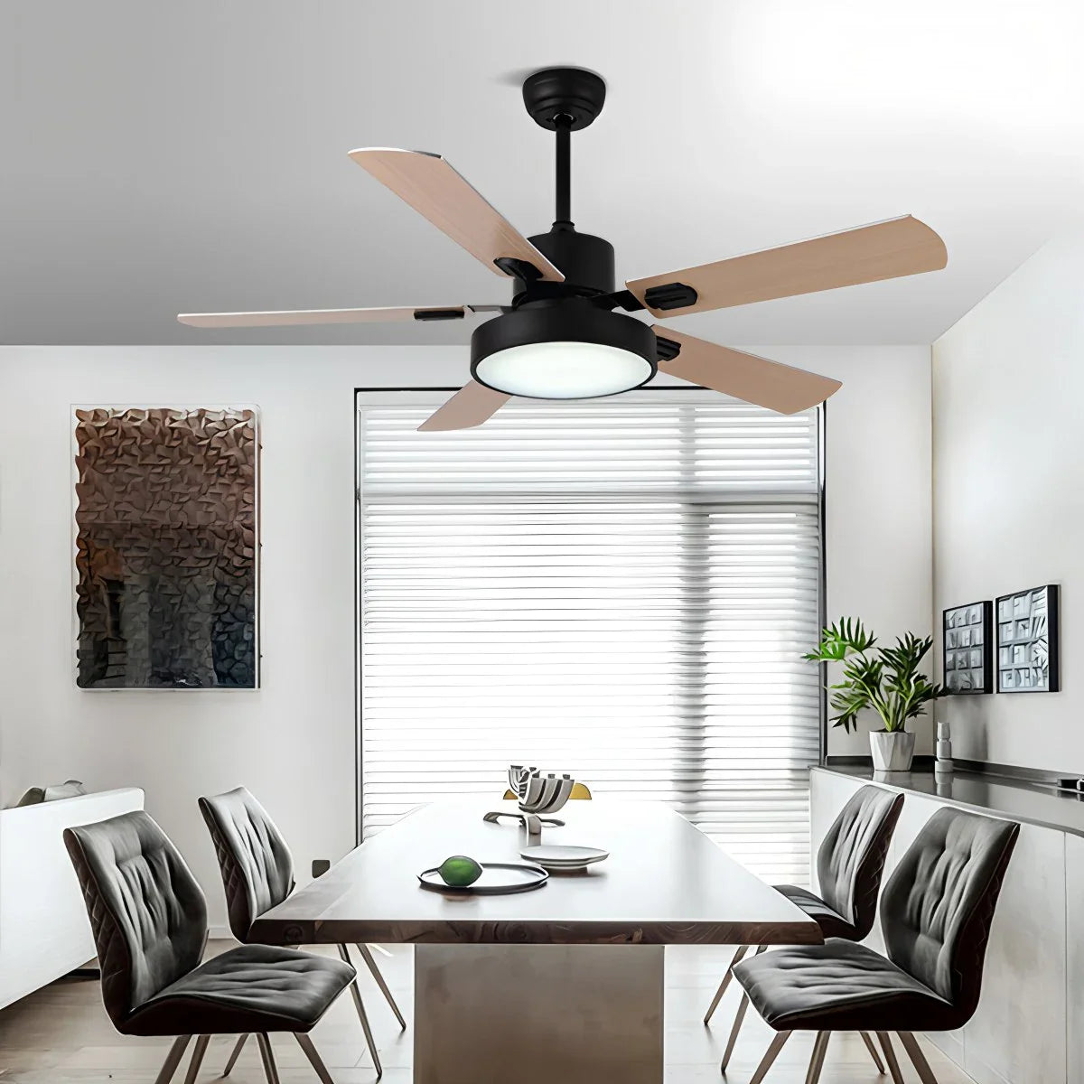 5-flügeliger Vintage-Deckenventilator mit Beleuchtung für das Wohnzimmer