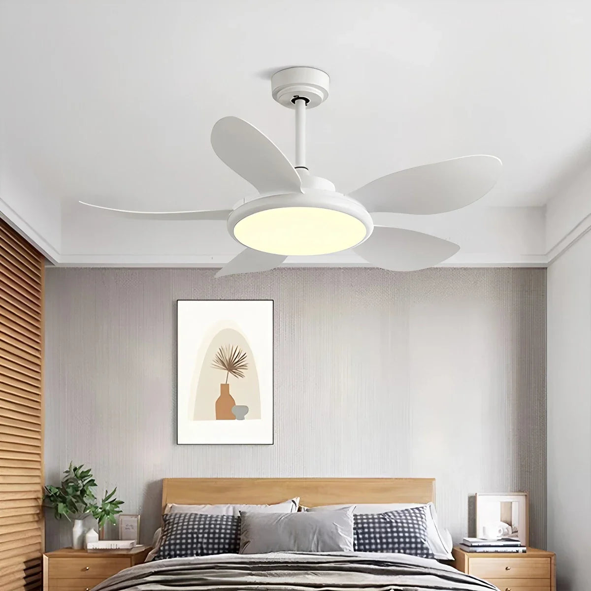 5-Flügel-Deckenventilator aus Holz mit Beleuchtung für das Wohnzimmer