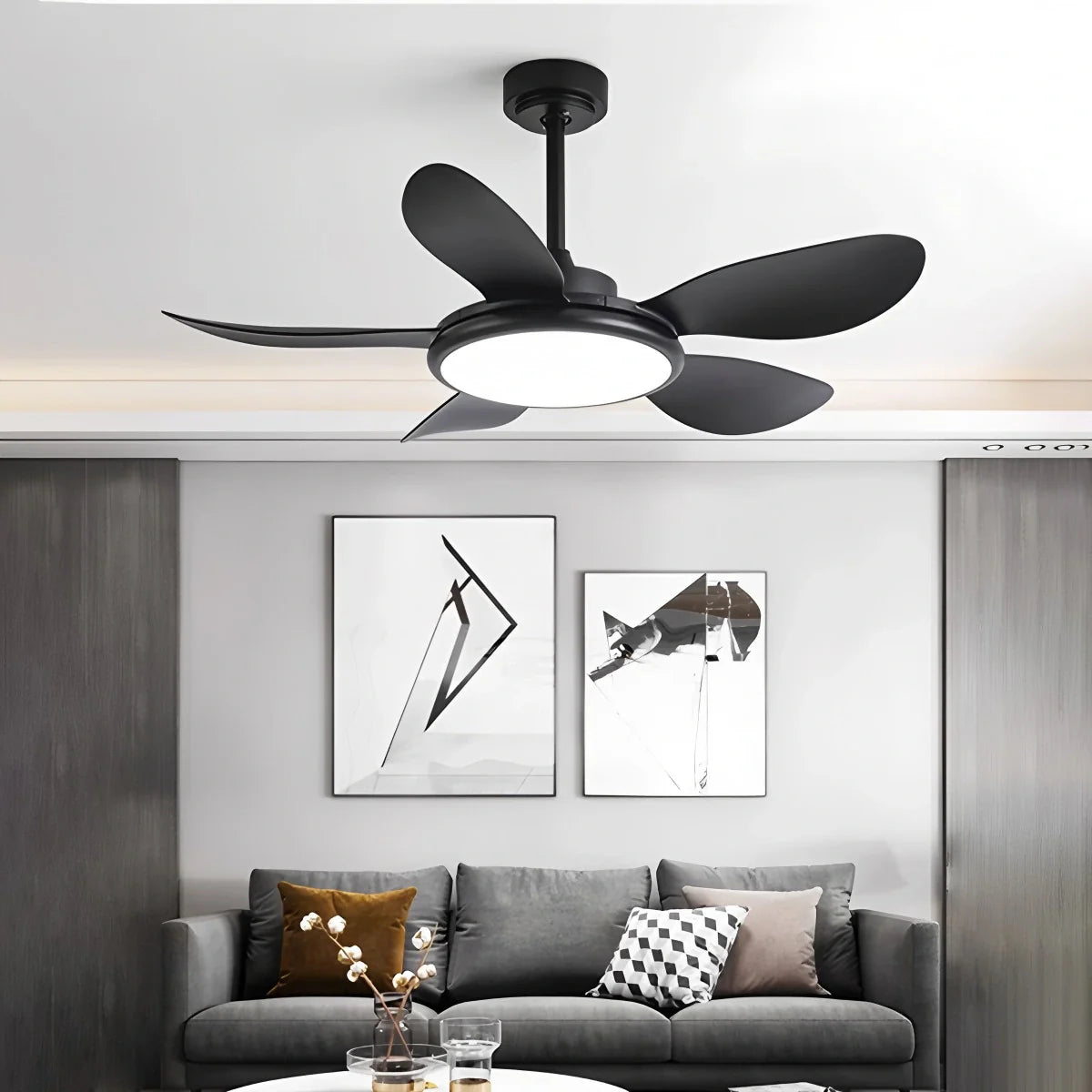 5-Flügel-Deckenventilator aus Holz mit Beleuchtung für das Wohnzimmer