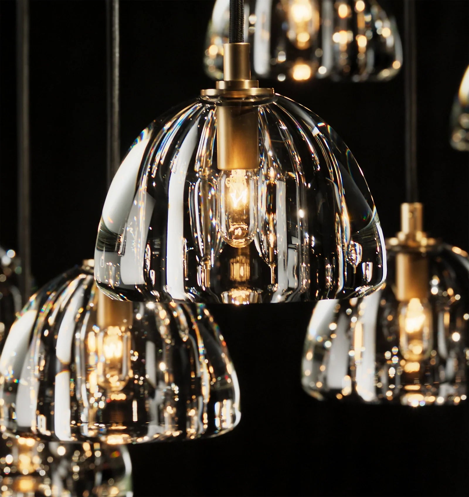 Crystal Linear Chandelier - Hemisphere