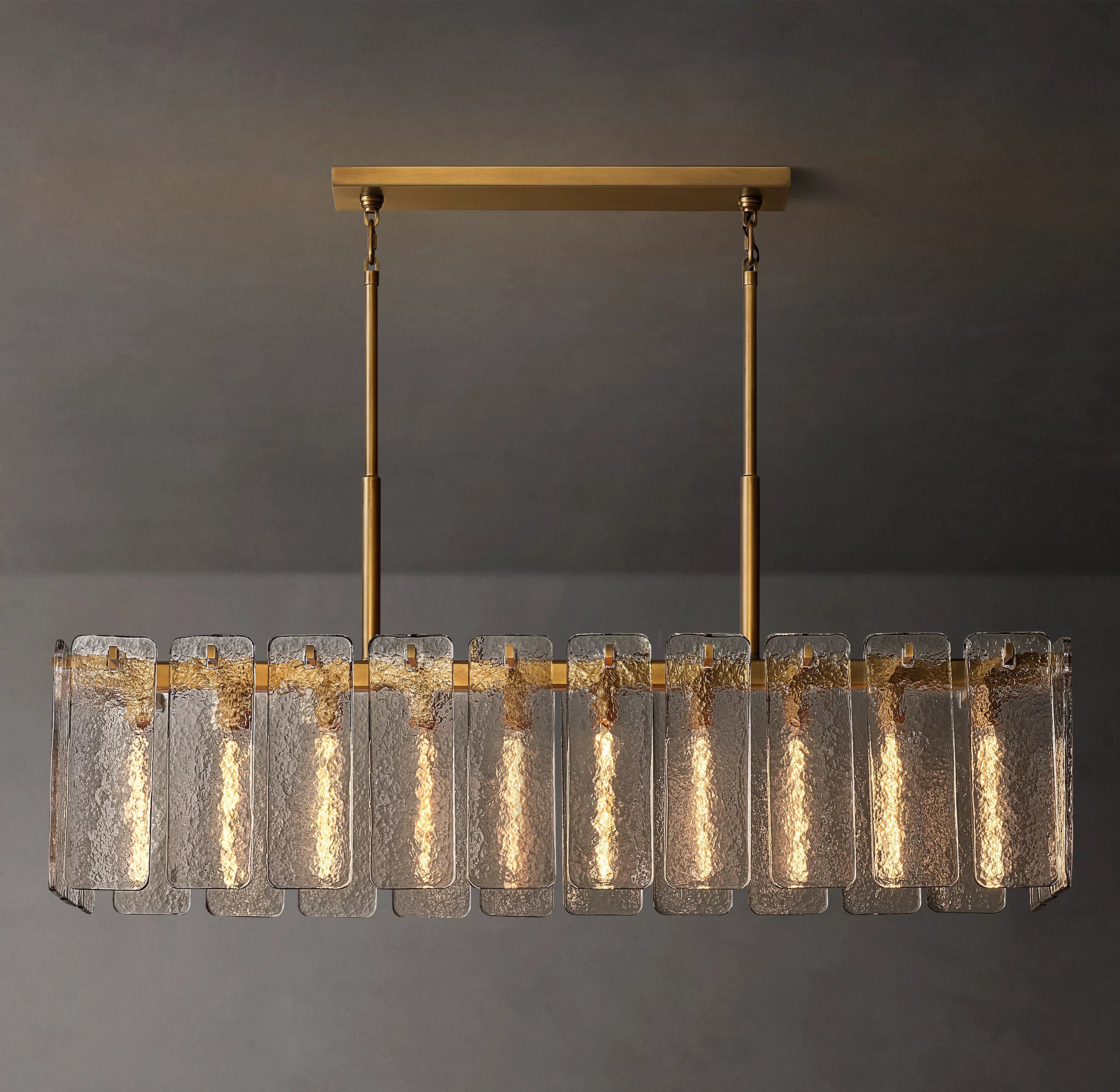 Textured Glass Rectangular Chandelier - Calamette