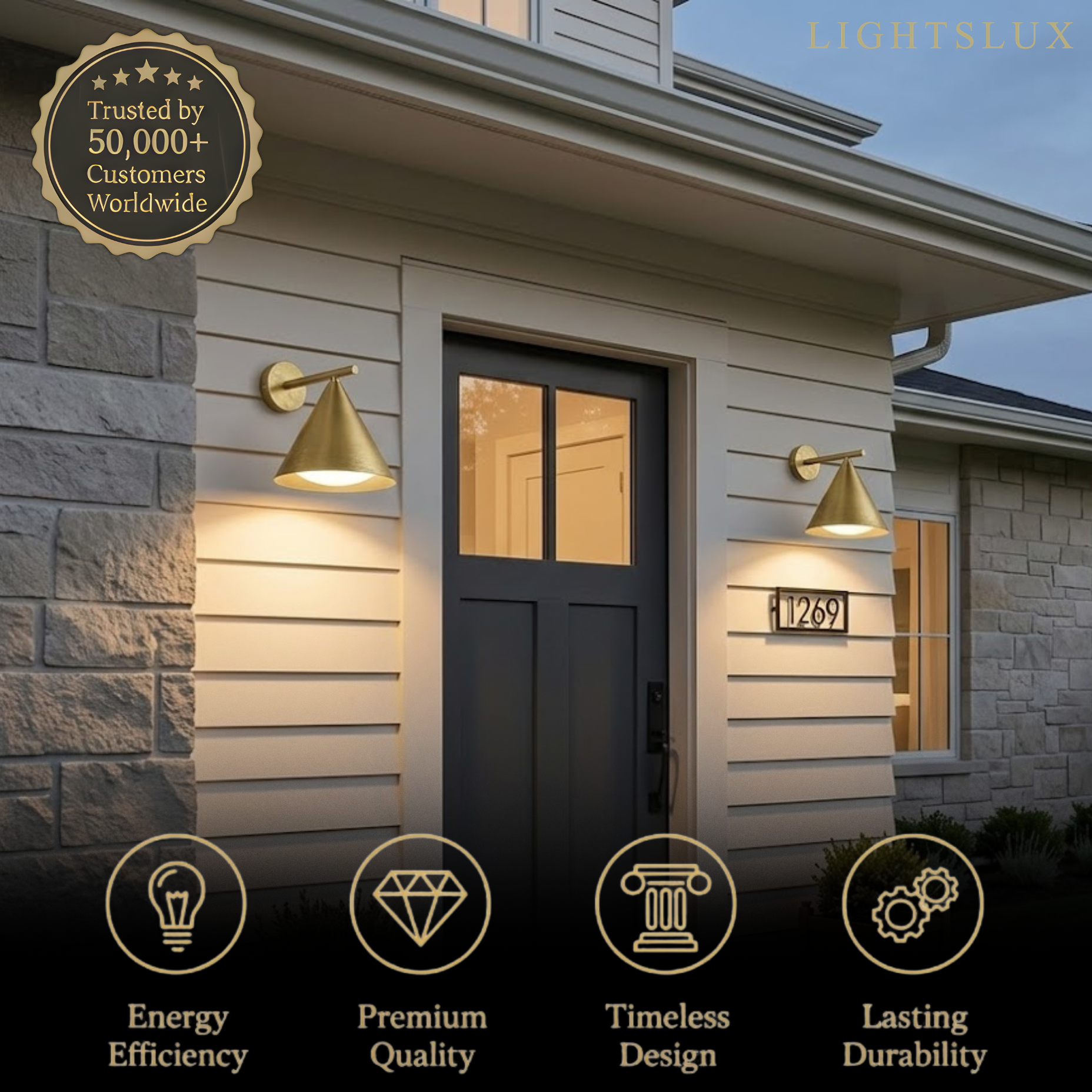 Irondale Minimalist Conical Outdoor Wall Lamp