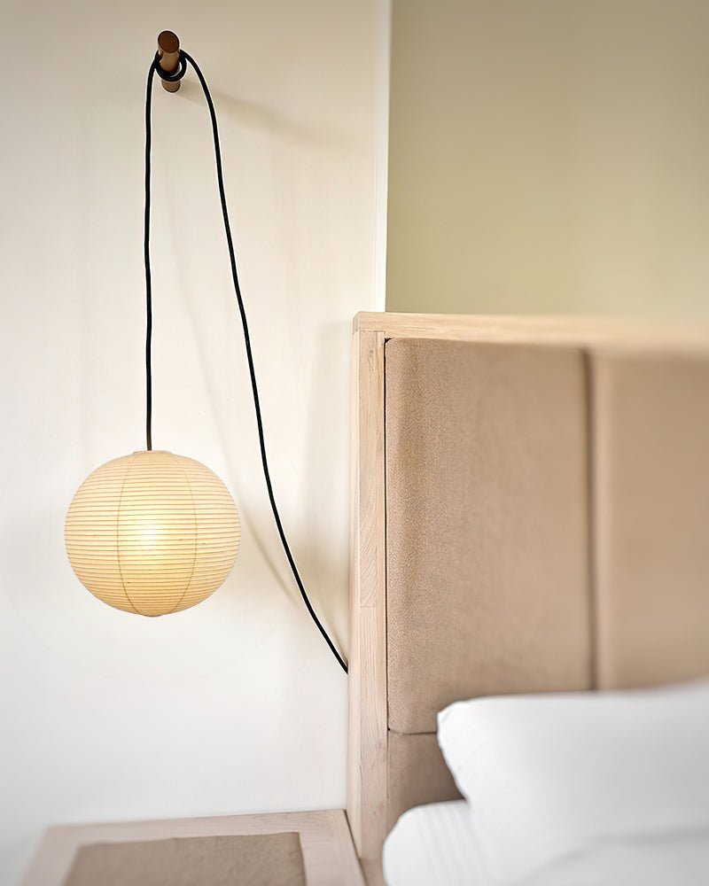 Akari Hängeleuchte rund (weißes Kabel)