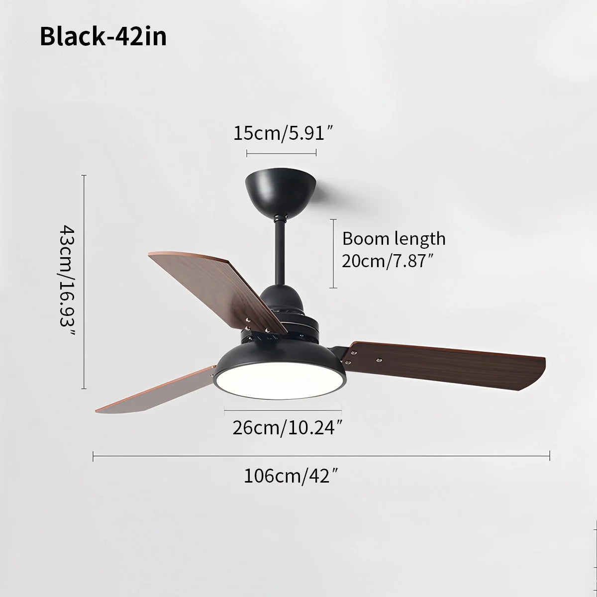 Moderne minimalistische Deckenleuchte mit dreiflügeligem Ventilator