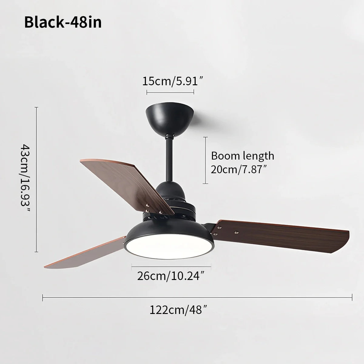 Moderne minimalistische Deckenleuchte mit dreiflügeligem Ventilator