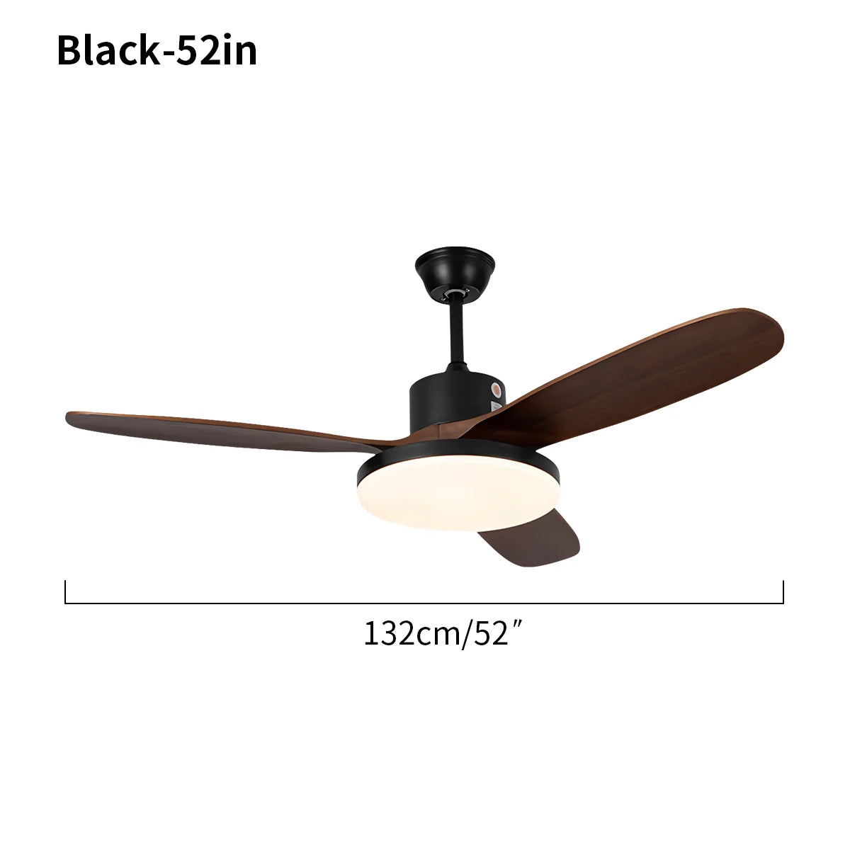 3-flügeliger Deckenventilator mit Beleuchtung aus Holz