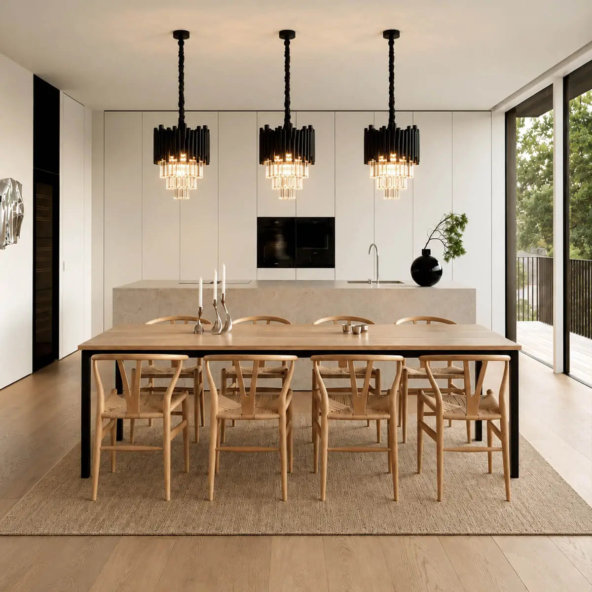Black Crystal Pendant Light