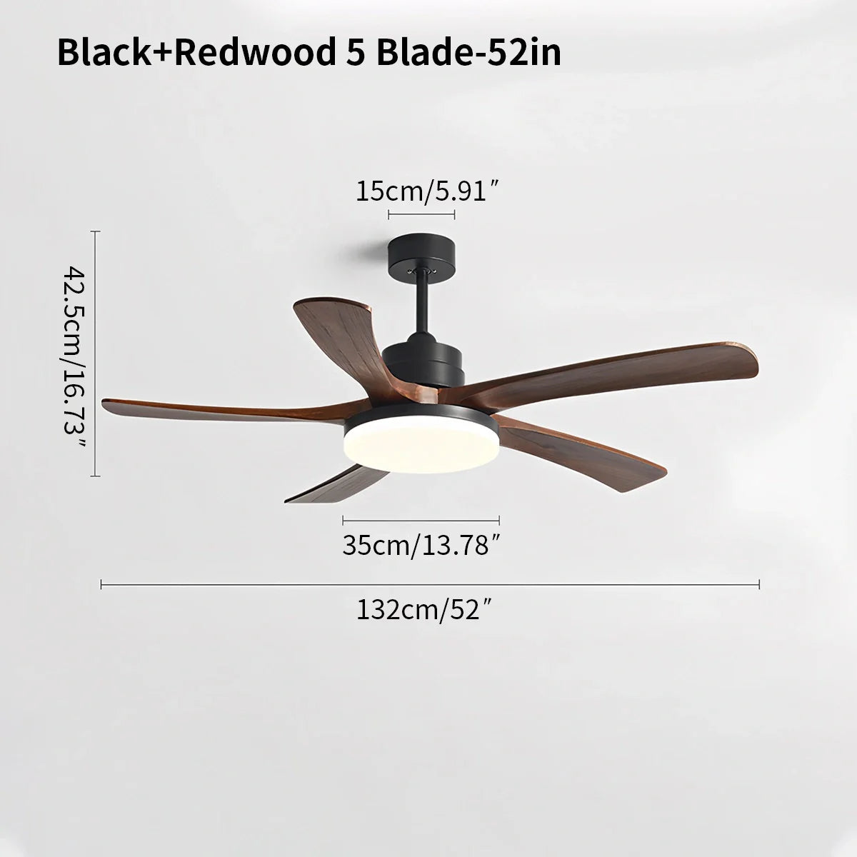 Deckenventilatorleuchte aus Holz für starke Winde