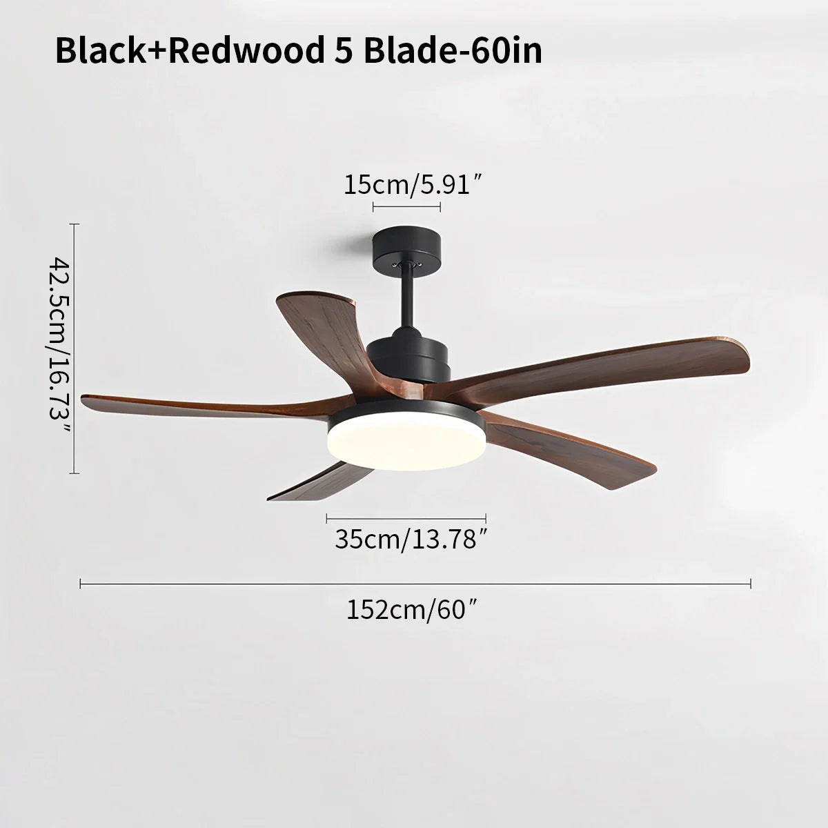 Deckenventilatorleuchte aus Holz für starke Winde