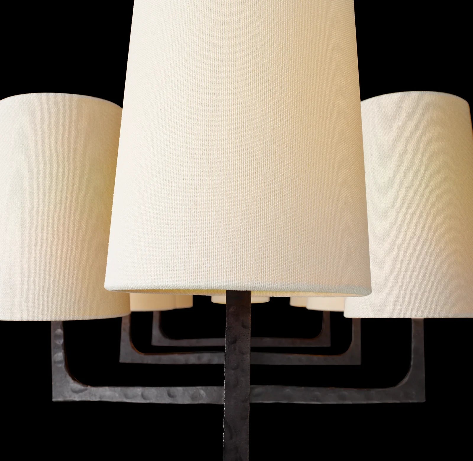 Shaded Hammered Metal Linear Chandelier – Wright