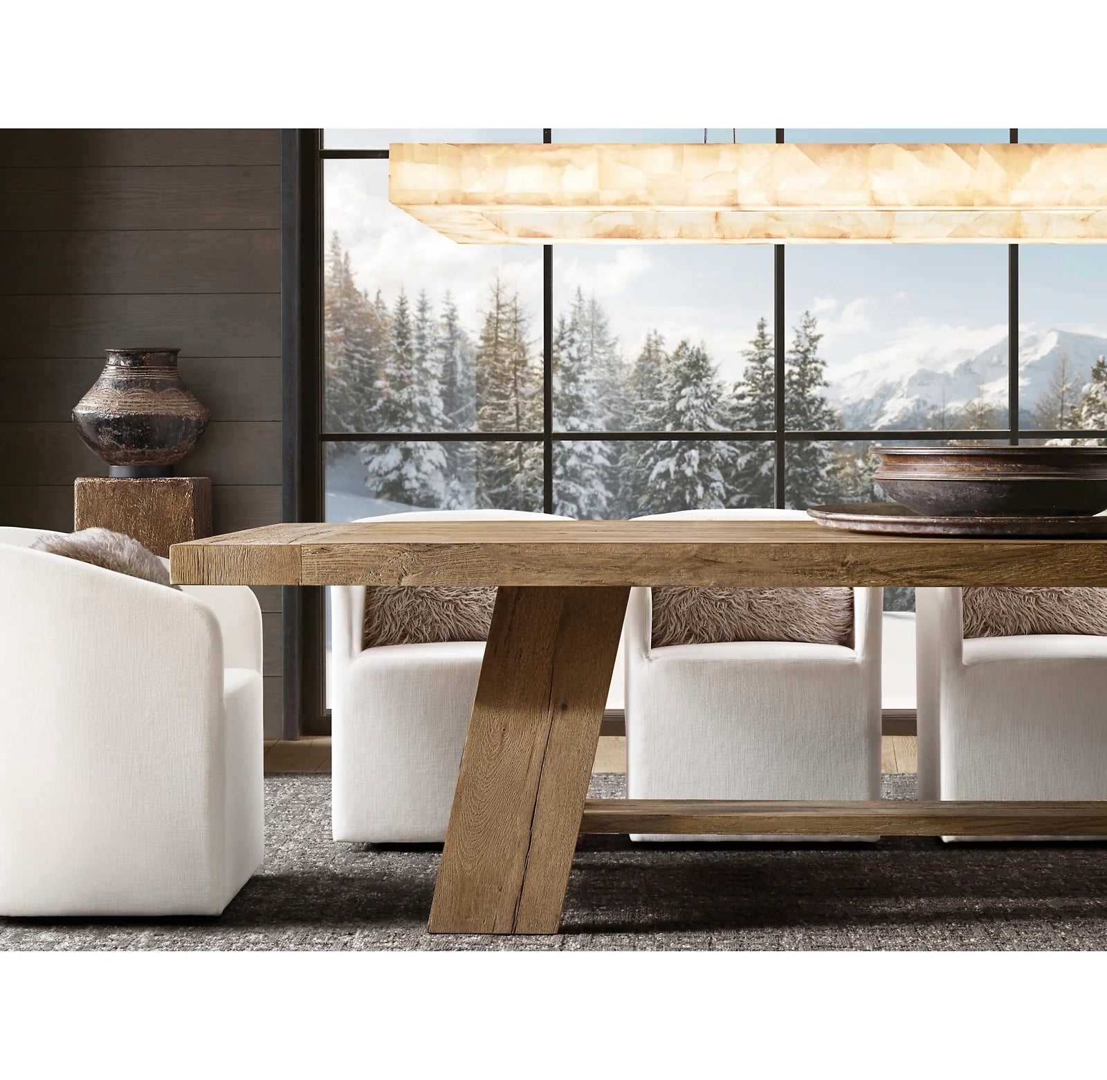 Lueur Rectangular Alabaster Chandelier - Rivage