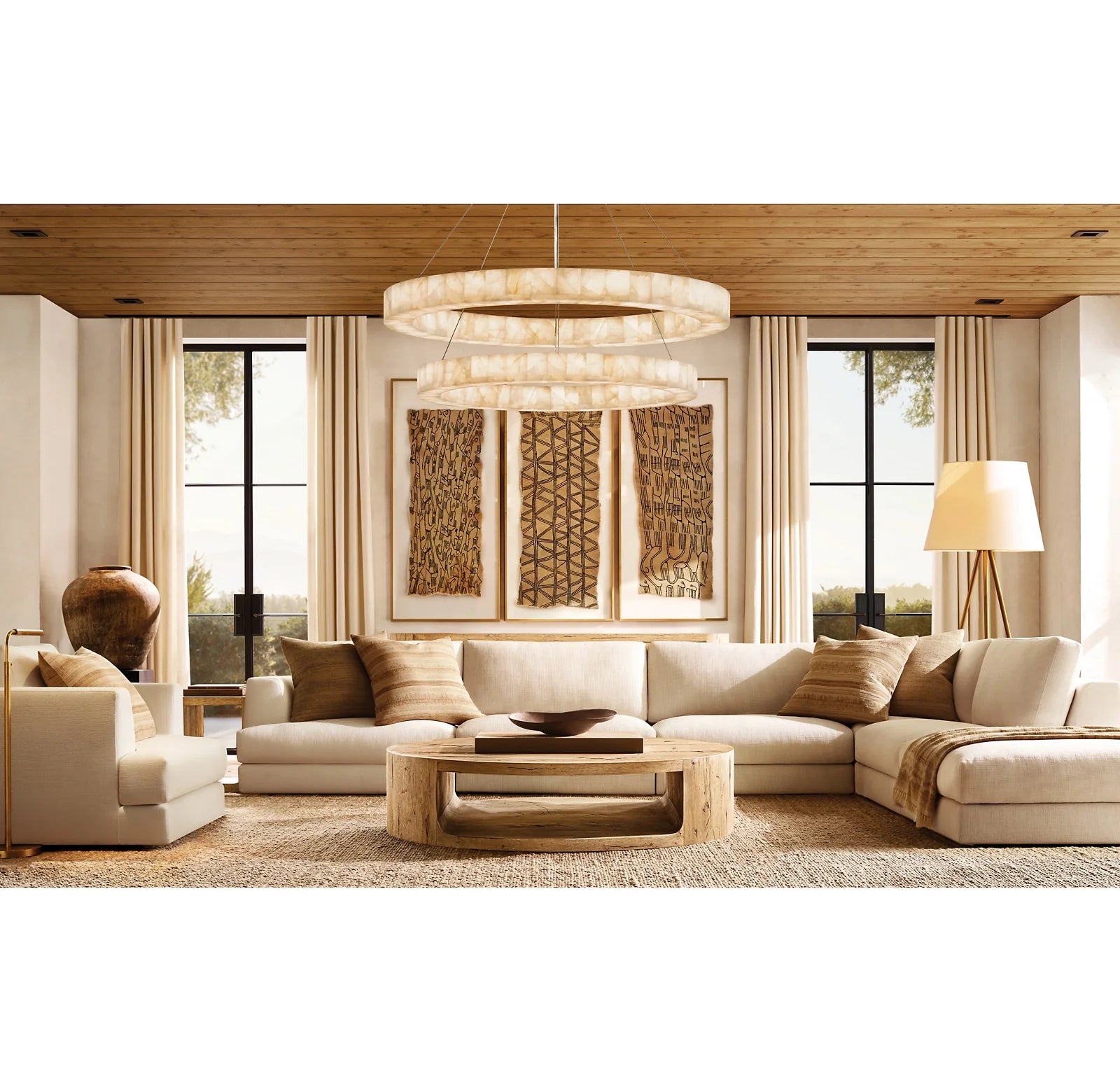 Lueur Round Alabaster Chandelier - Rivage