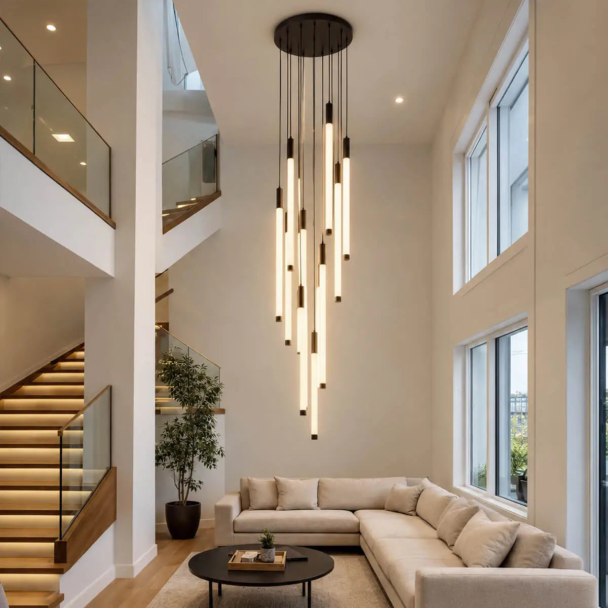 Cascading LED Staircase Chandelier