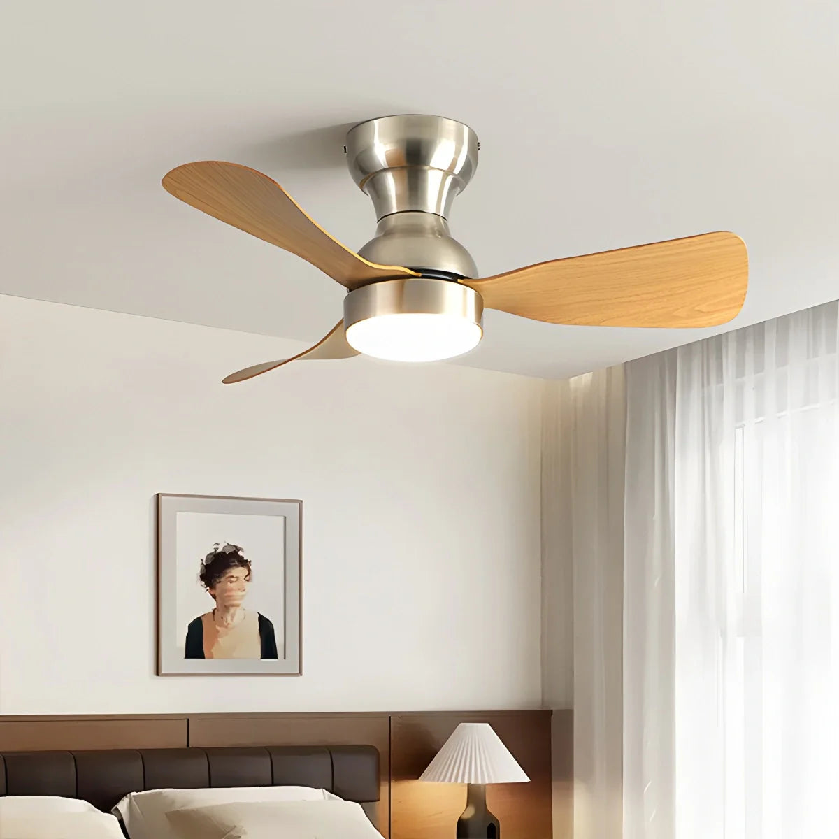 Kleine Deckenventilatorlampe für den Innenbereich mit Fernbedienung