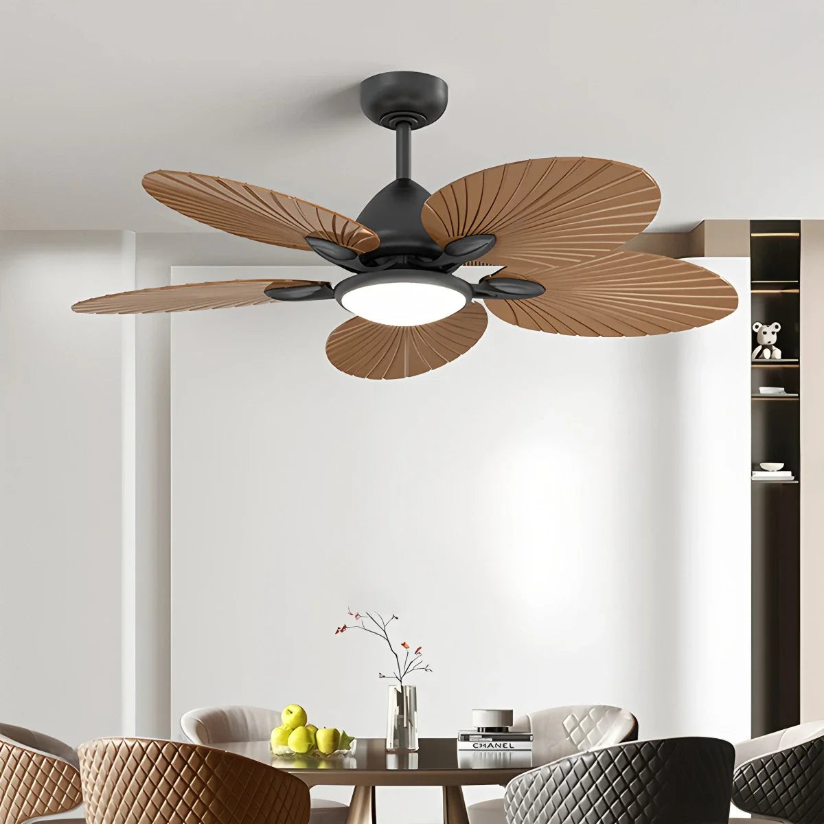 5-Flügel-Palmenblatt-Deckenventilator mit Beleuchtung