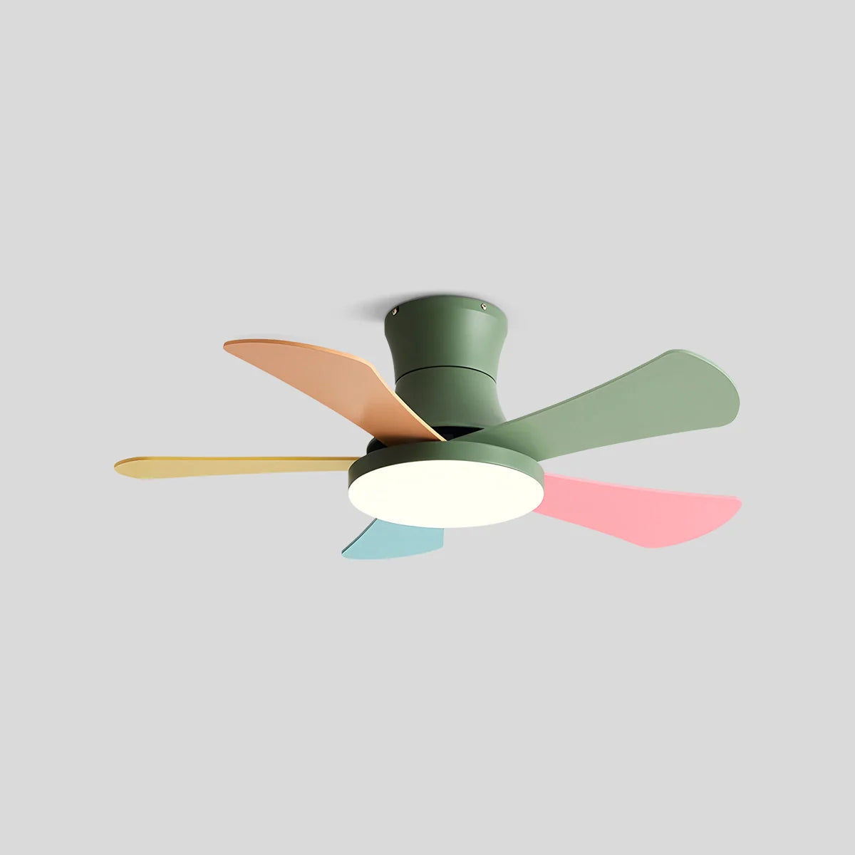 Antizer Scandi Low Profile Ceiling Fan with Light Green+Multicolored D106cm / 42"