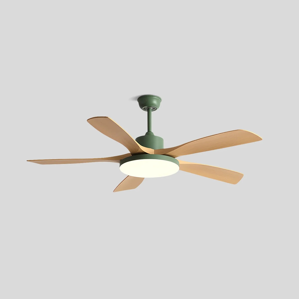 Antizer Living Room 6-Leaf Ceiling Fan Light Green+wood color 5 Blade