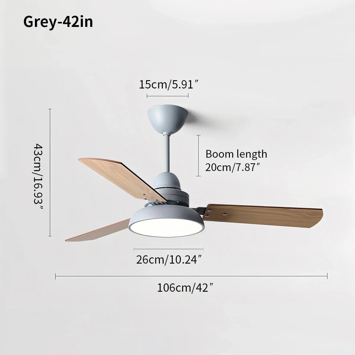 Moderne minimalistische Deckenleuchte mit dreiflügeligem Ventilator