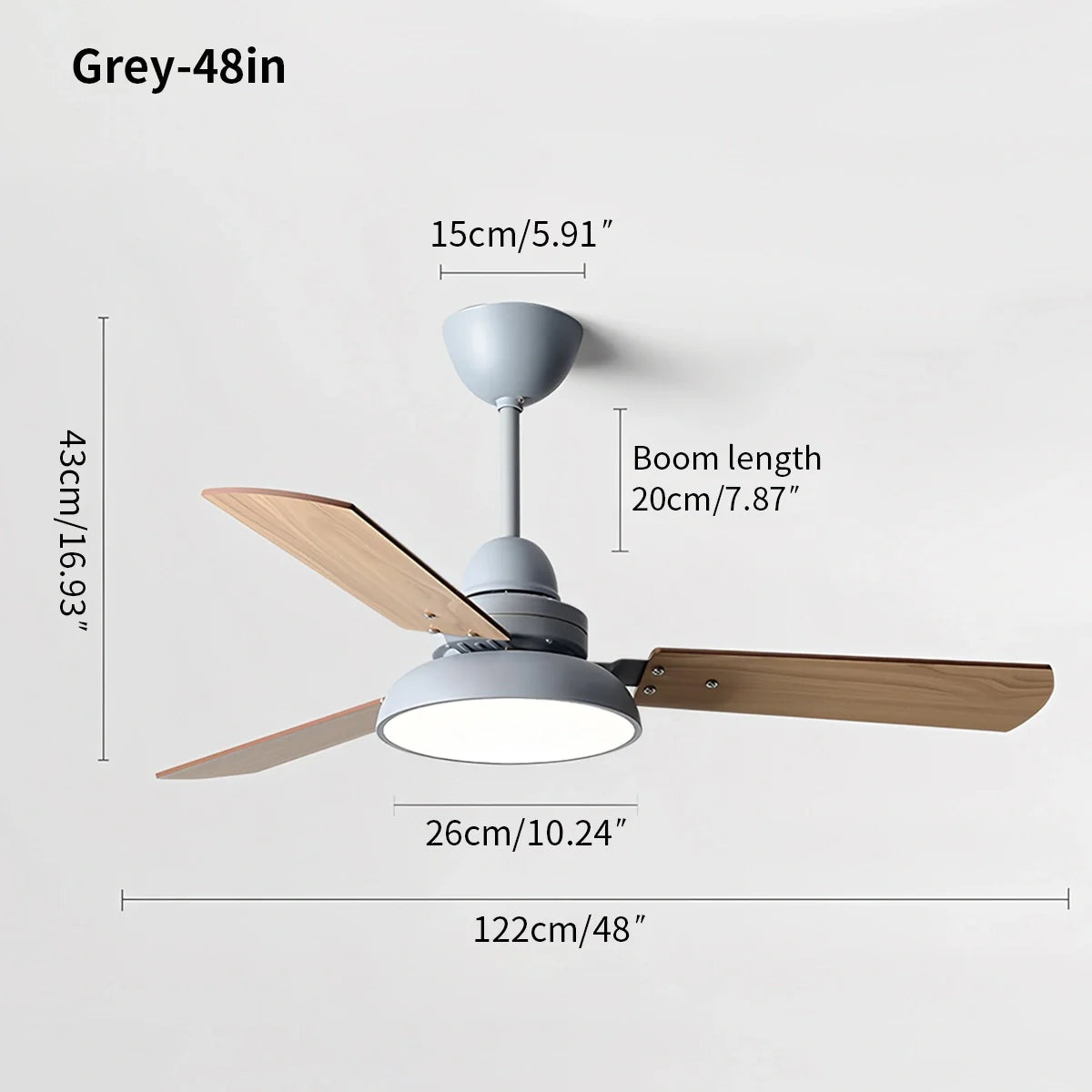 Moderne minimalistische Deckenleuchte mit dreiflügeligem Ventilator