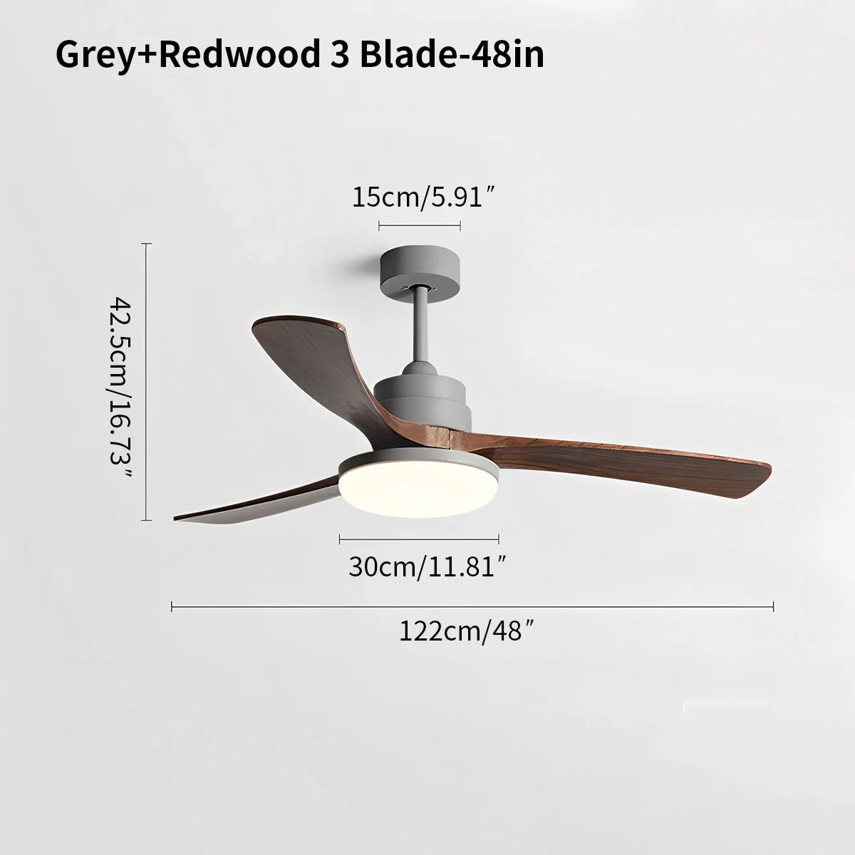 Deckenventilatorleuchte aus Holz für starke Winde