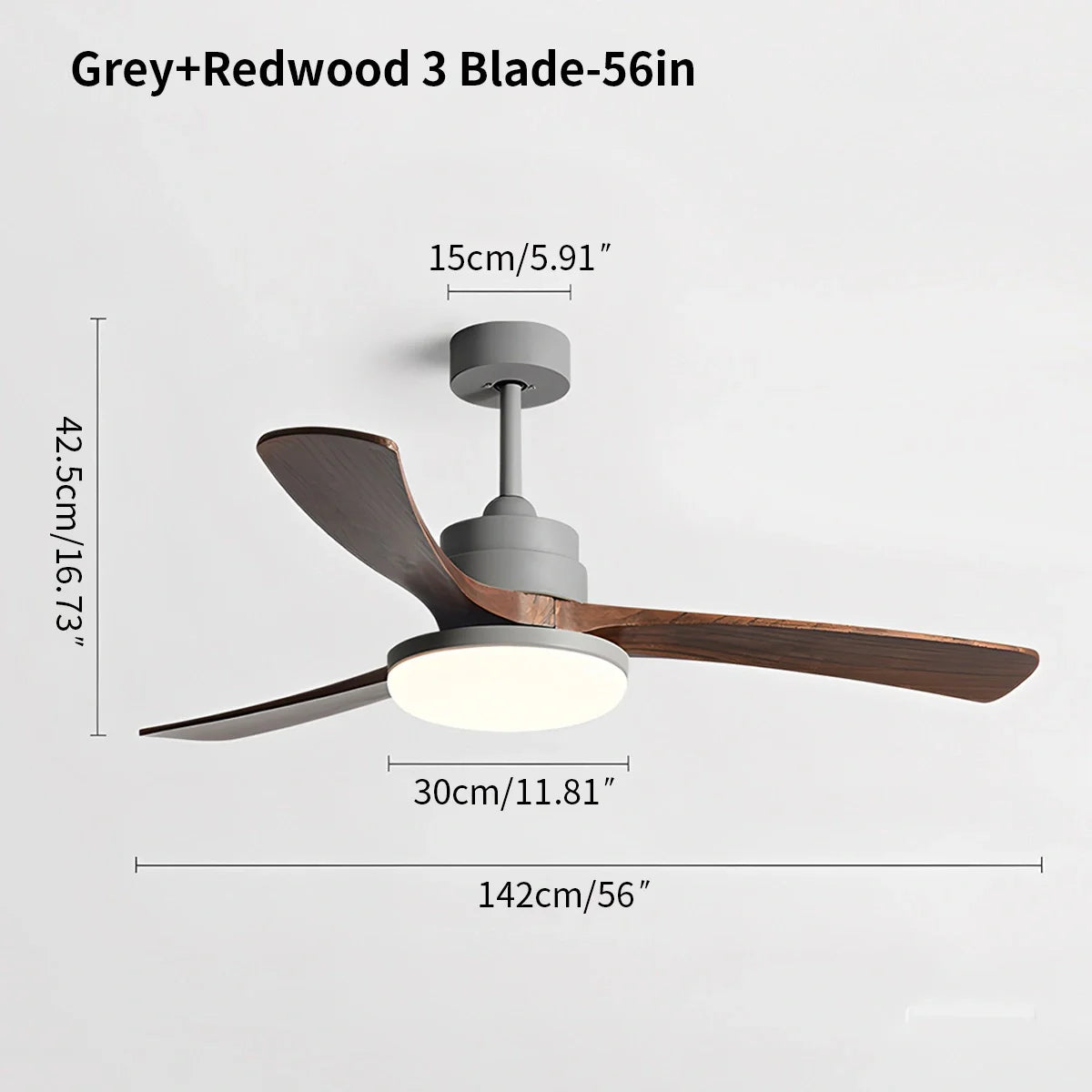 Deckenventilatorleuchte aus Holz für starke Winde