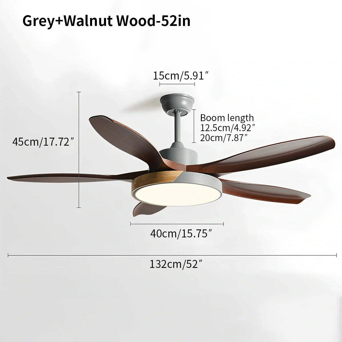 Deckenventilator mit Beleuchtung im skandinavischen Wohnzimmer-Stil