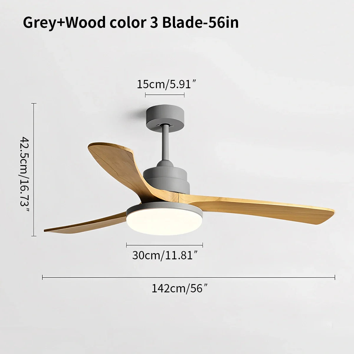 Deckenventilatorleuchte aus Holz für starke Winde