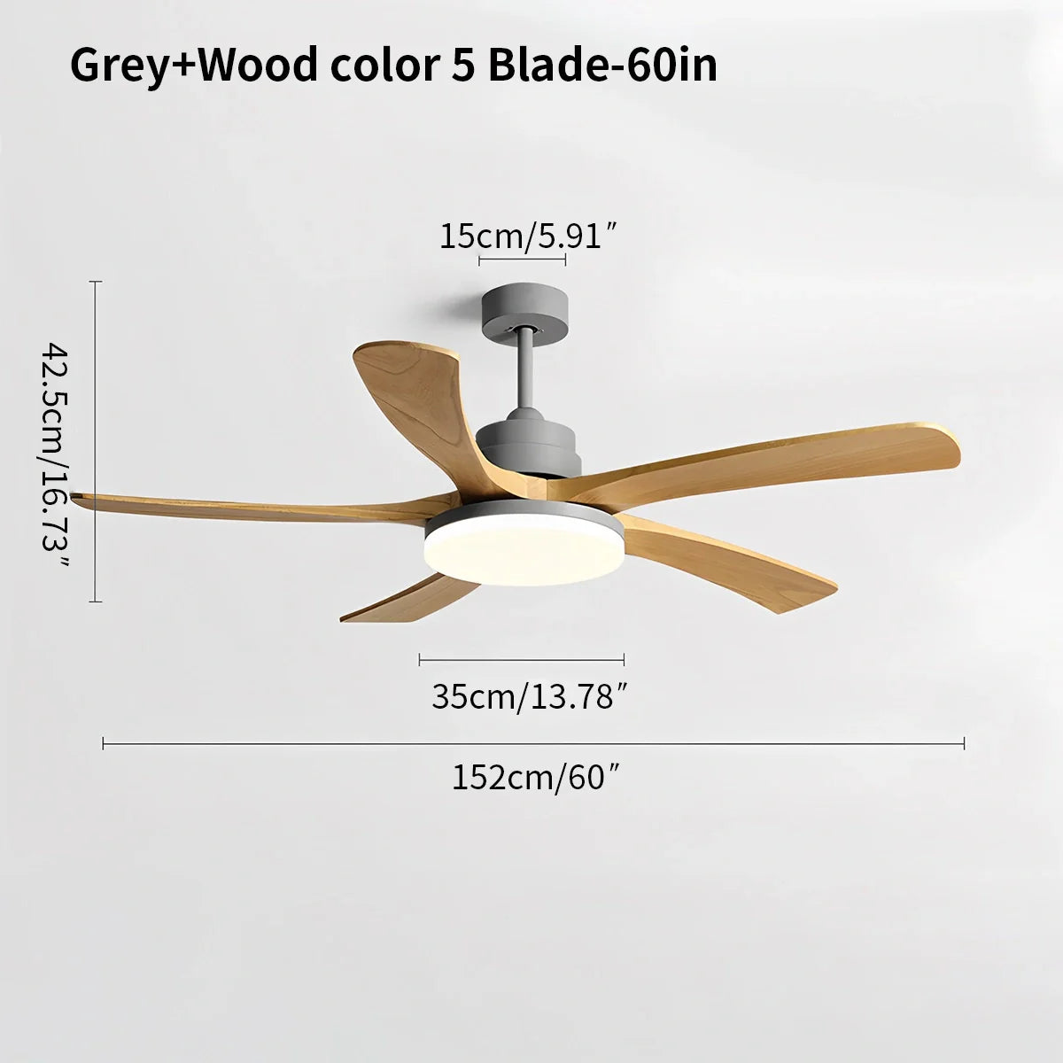 Deckenventilatorleuchte aus Holz für starke Winde