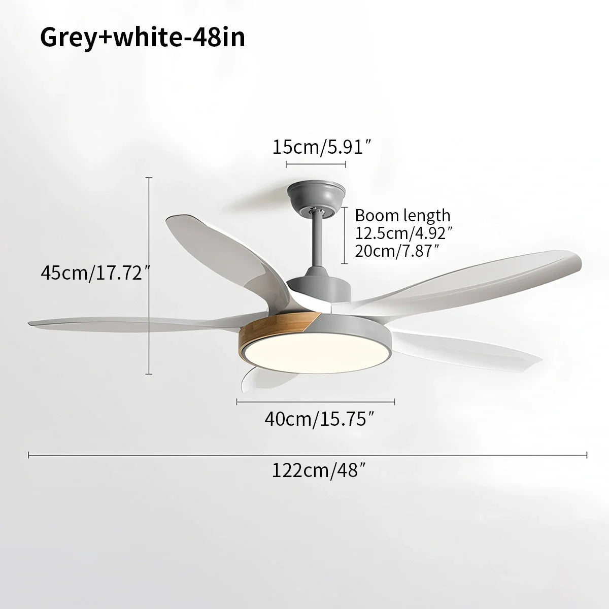 Deckenventilator mit Beleuchtung im skandinavischen Wohnzimmer-Stil