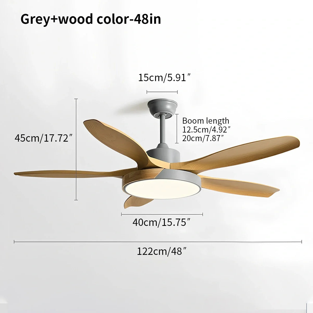 Deckenventilator mit Beleuchtung im skandinavischen Wohnzimmer-Stil