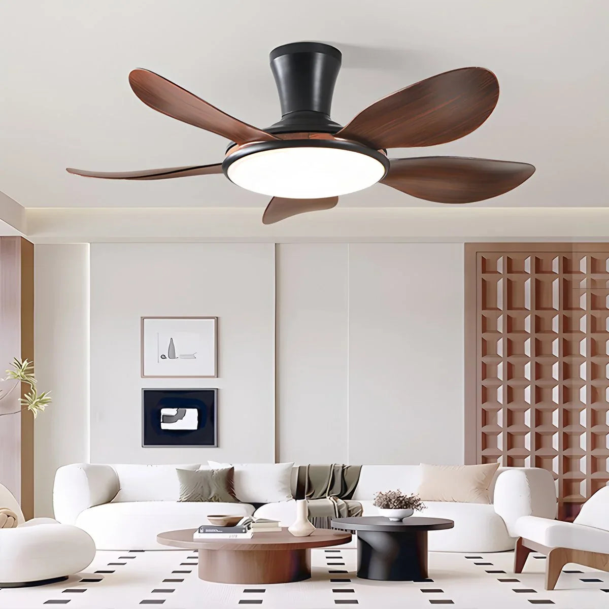 Leise ferngesteuerte LED-Deckenleuchte mit Ventilator