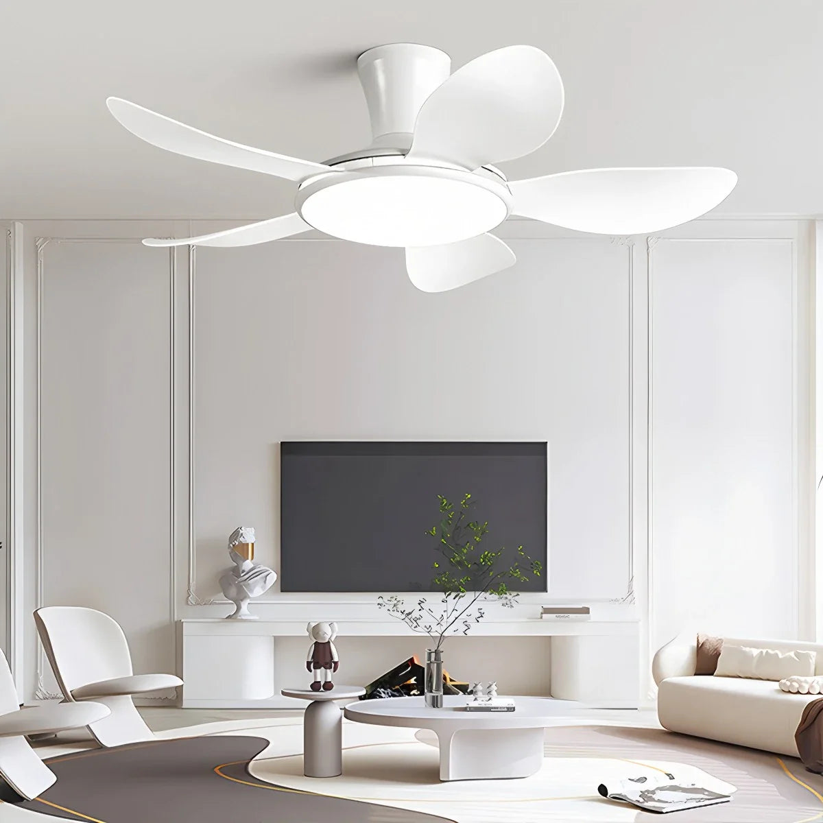 Leise ferngesteuerte LED-Deckenleuchte mit Ventilator