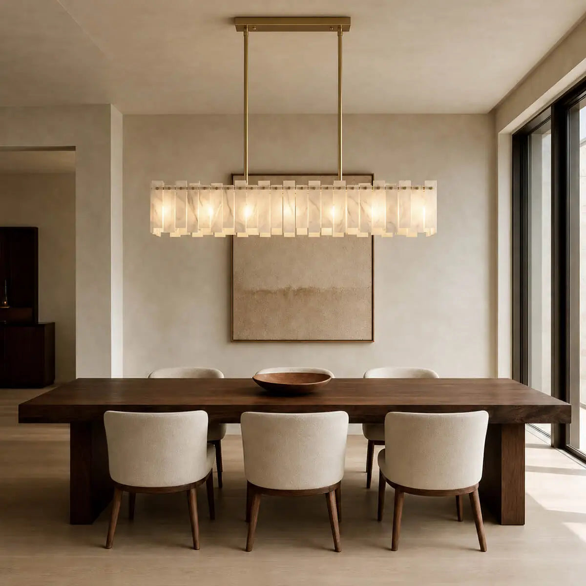Linear Spanish Alabaster Chandelier