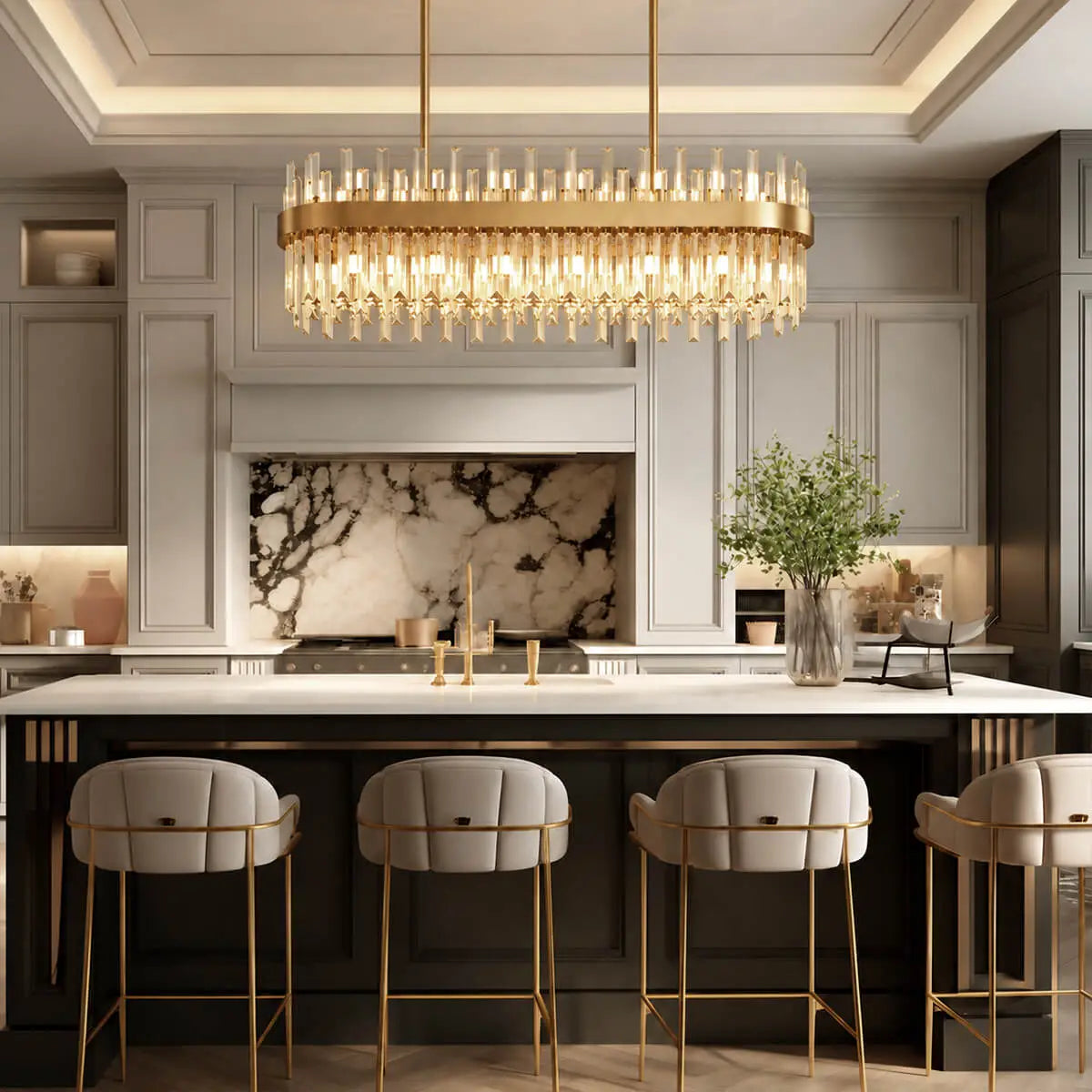 Luxury Linear Crystal Island Chandelier