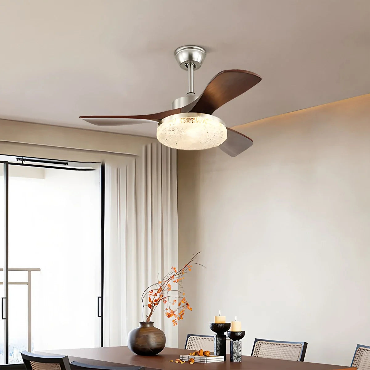 Vintage Luxus Deckenventilator mit Licht aus Holz