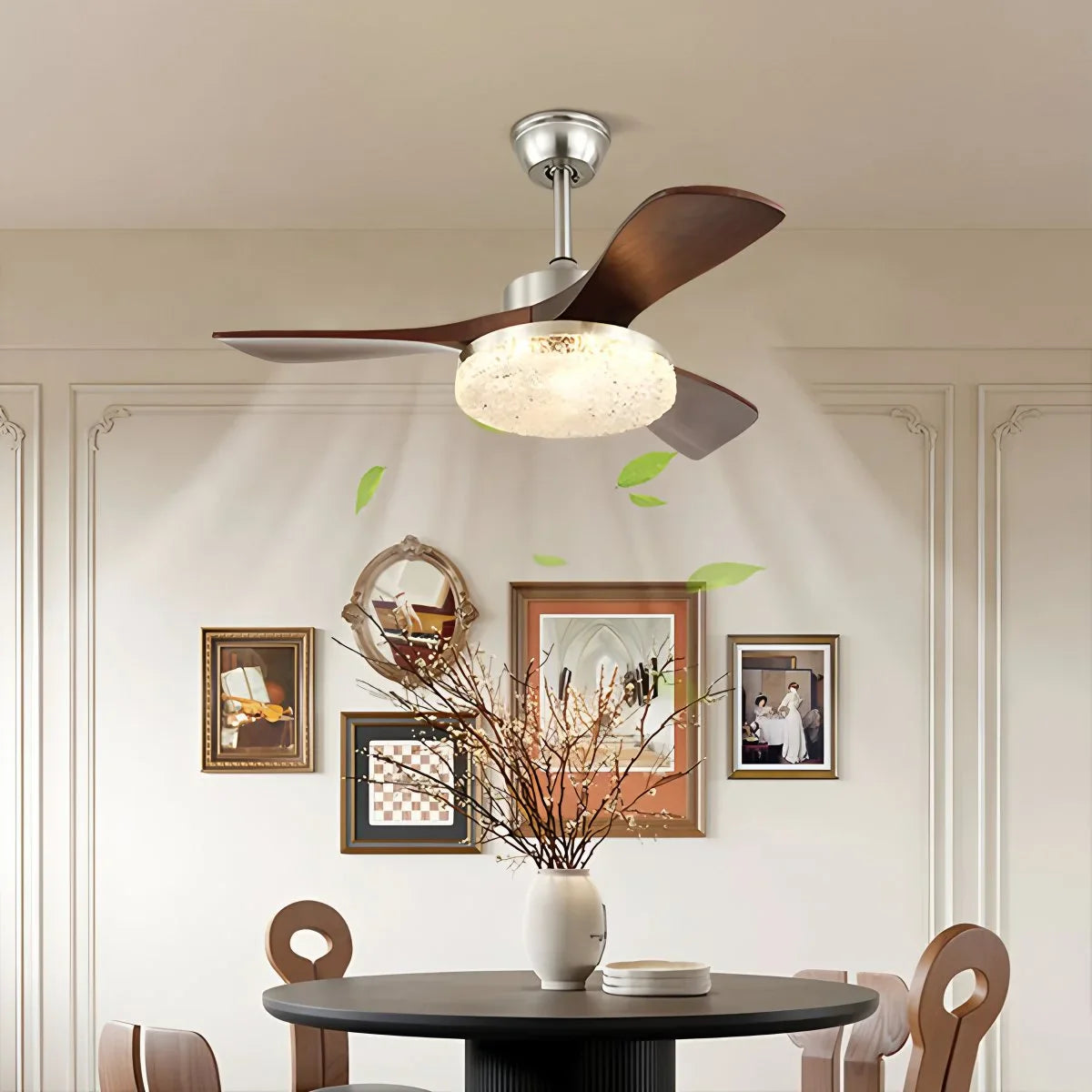 Vintage Luxus Deckenventilator mit Licht aus Holz