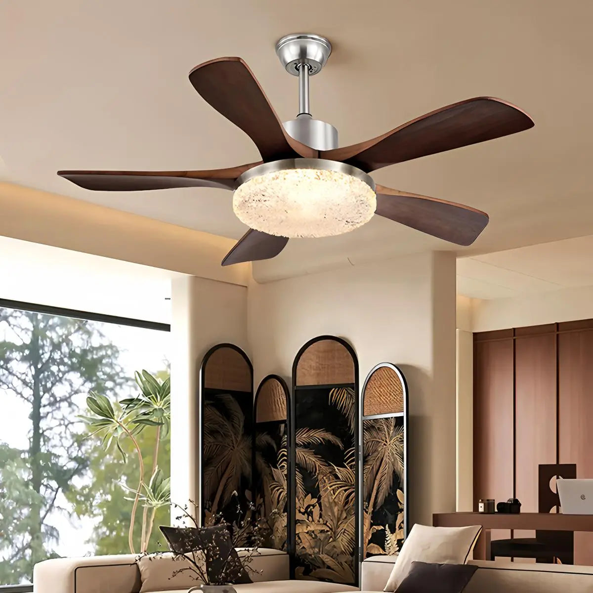 Vintage Luxus Deckenventilator mit Licht aus Holz